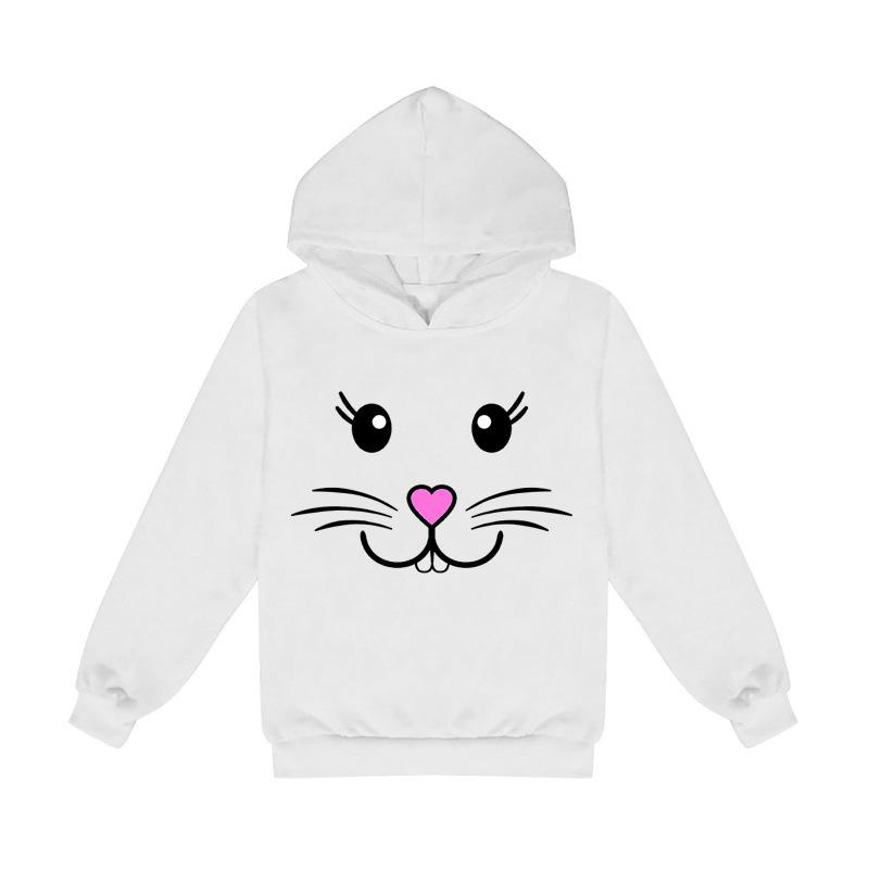 Cartoon-Hase Unisex Kinder Fleece-Kapuzenpullover - Frühjahrs- & Herbstkollektion