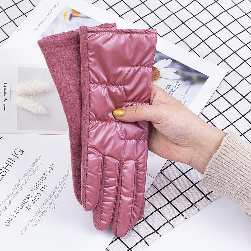 Women Gloves Down Cotton Keep Warm Winter Female Waterproof Thermal Fleece Lined Touch Screen Non-slip Riding Motorbike