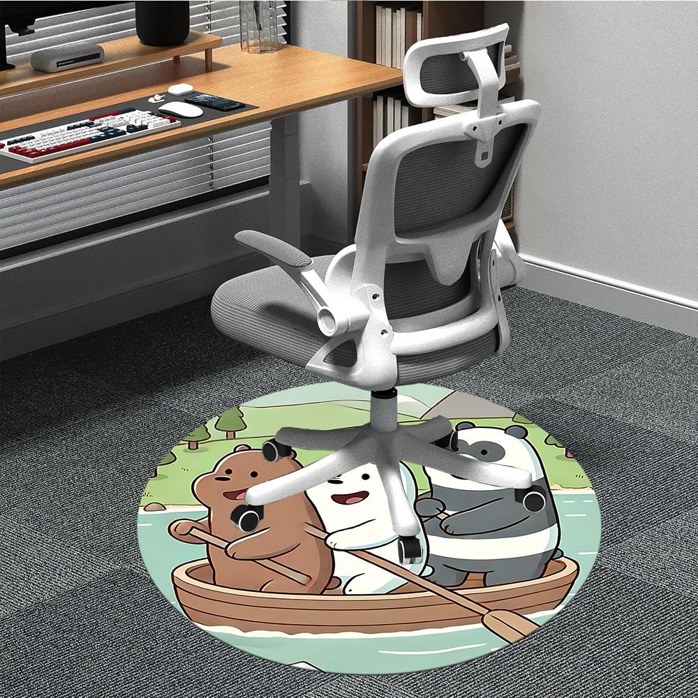 1pc We Bare Bears Friends Office Round Area Rug, Under Office Chairs Bedroom Living Room Home Decor a1022178