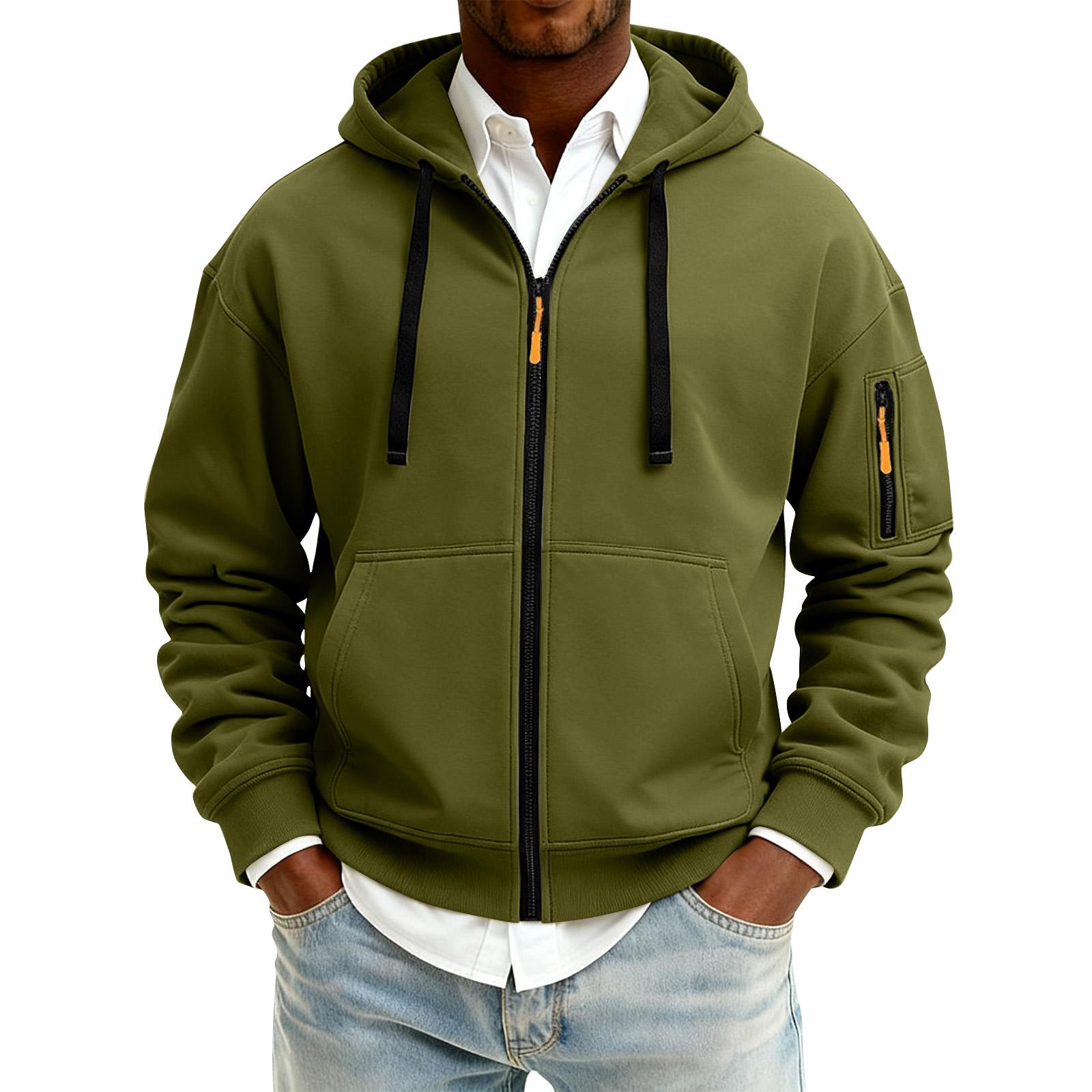 

Men s Solid Color Zipper Hooded Cardigan Jacket Men s Sports Large Size Casual Sweatshirt Jacket L