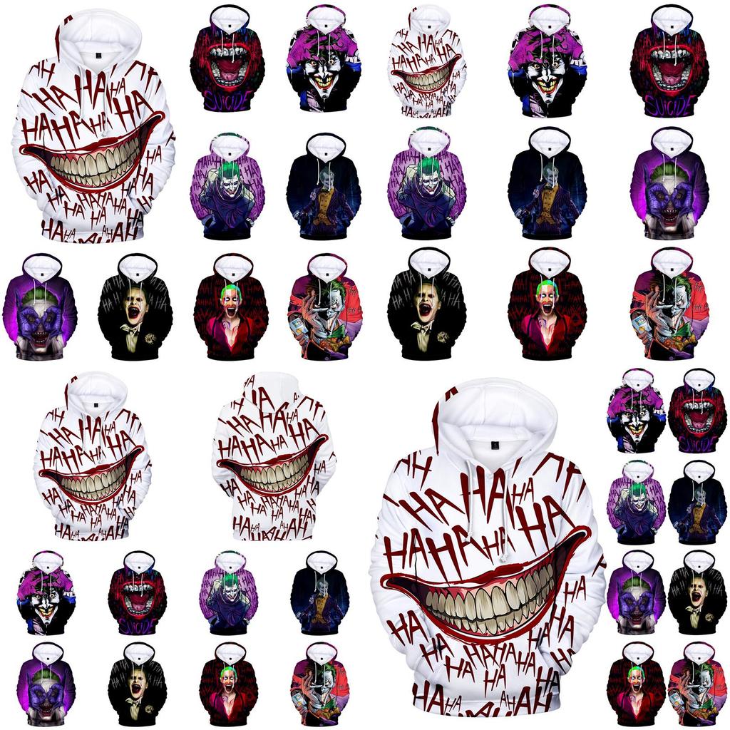 Funny Halloween Haha Joker Men Women 3d Sweatshirt Hoodies Hip Hop Tops Dress