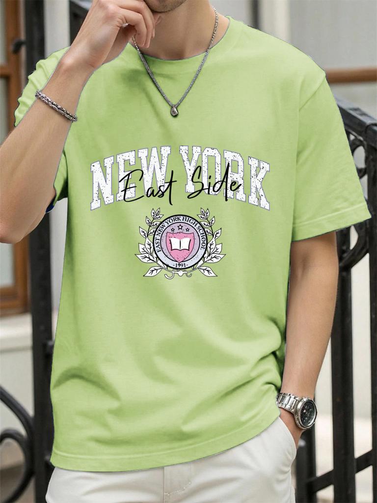 New York East Side Print TShirt Mens Cotton Hip Hop T Shirts ONeck Summer Basics Clothes Casual Trendy AllMatch Short Sleeve