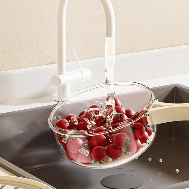 Space Saving Foldable Drain Basket with Comfort Handle Vegetables Drainer For Kitchen Sink And Countertops Use