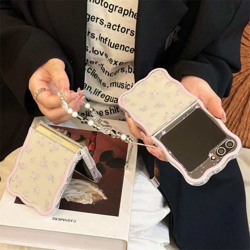 For Samsung Galaxy Z Flip 3 4 5 Case Cute Butterfly Flower Bracelet Wave Clear Shockproof Cover For Samsung Z Flip5 ZFlip5
