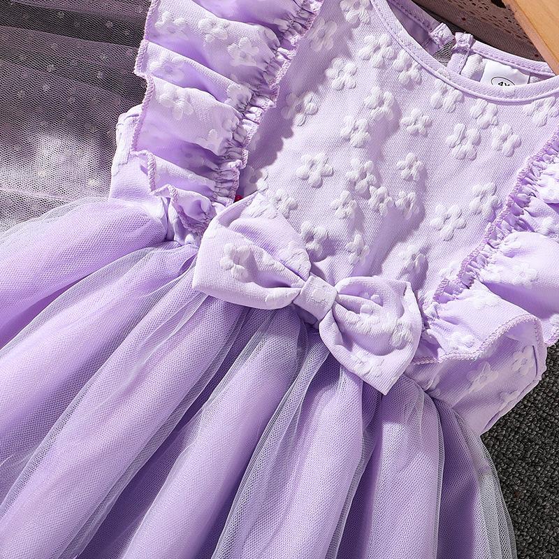 Rochii noi de vară pentru fete 2025 Dulci fluturi plasă floare 3d fără mâneci rochii de prințesă pentru copii