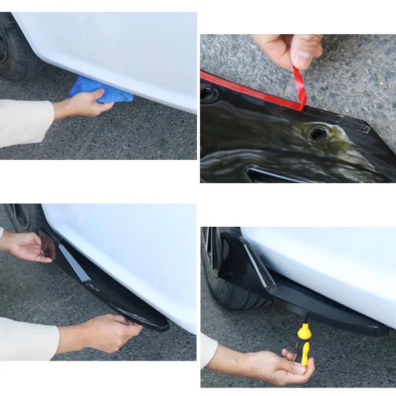 Pair Universal Car Rear Bumper Spoiler Lip Carbon Fiber Wing Trim Protection Anti-crash Diffuser Side Skirt Wrap Angle Splitter