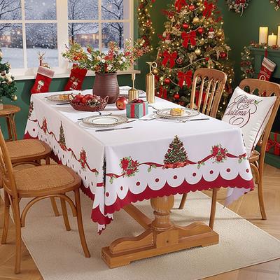 Yousheng Christmas Round Tablecloth Winter Holly Snowman Tablecloth Decorative Table Cover Cloth for Indoor Outdoor Holiday Party Dining Table Decor