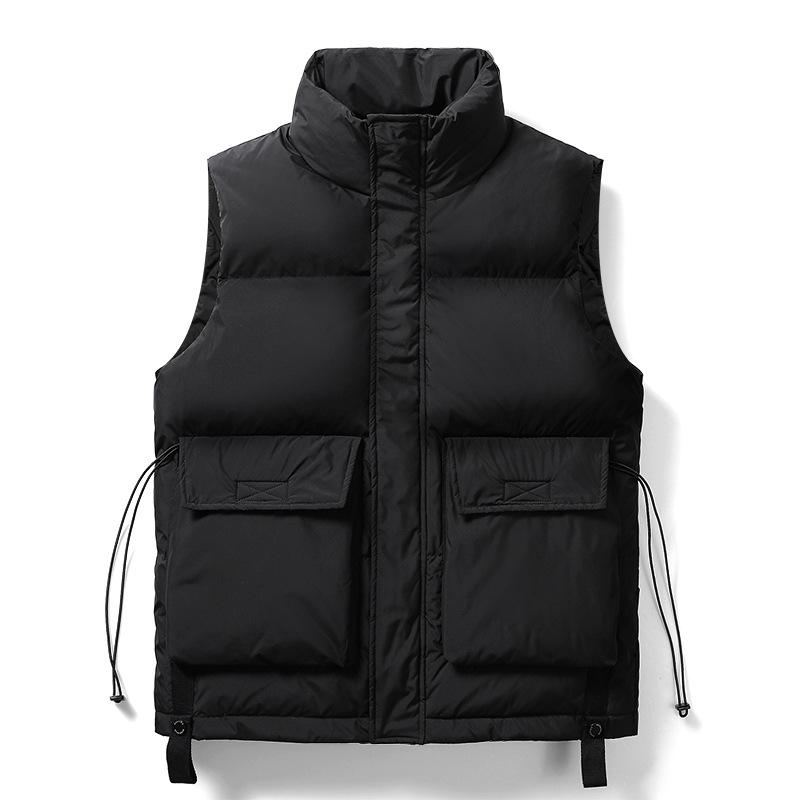 Men's Korean Style Stand Collar Duck Down Vest - Winter Solid Color Sleeveless Jacket