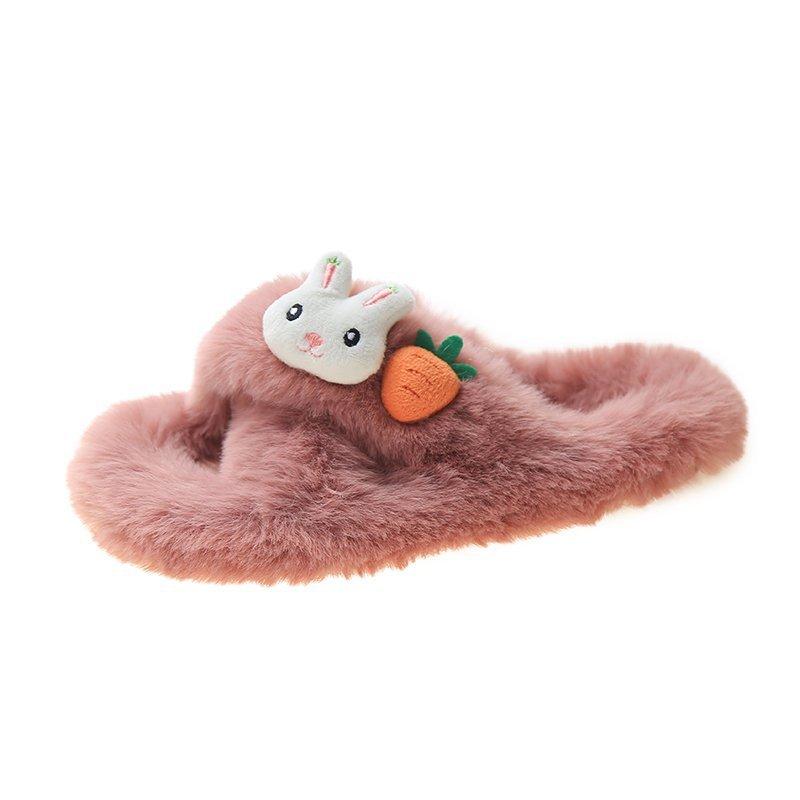 

Muffin stepping on shit fluffy slippers autumn and winter new outer wear women s fashion advanced cross soft bottom light luxury light leisure 40