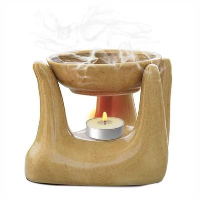 New Ceramic Hand Type Oil Burner for Home, Office, with 1 Tea Light Candle, Made by Porcelain