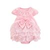 Korean Sweet Summer Multi-layer Mesh Bow Lace Neckline Cotton Baby Outfit (0-1 Year)