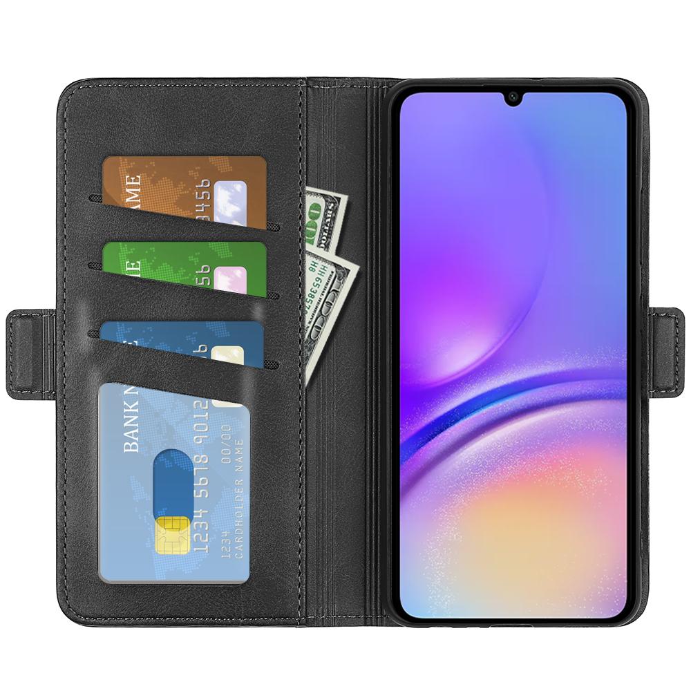 

For Samsung Galaxy A06 4G Stand Case Calf Texture Leather Wallet Phone Cover Black