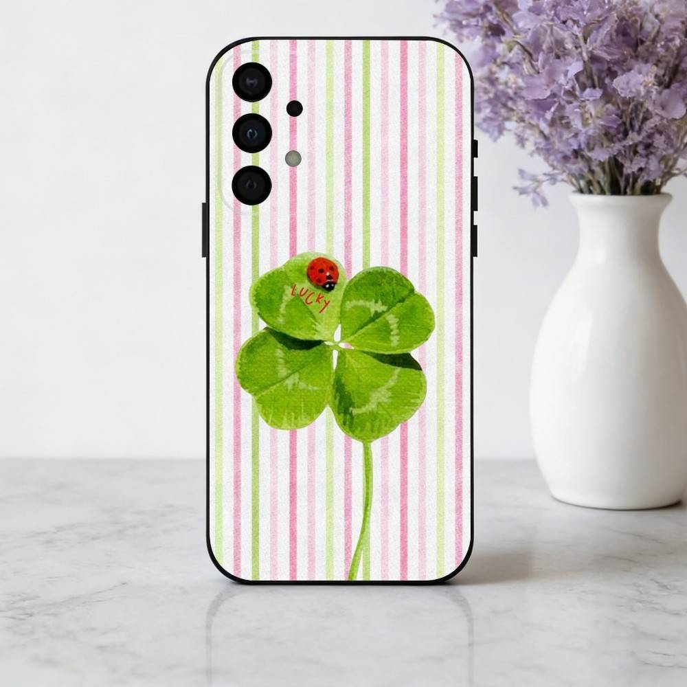 C-Clover C-Cute L-Lucky-K Phone Case For Samsung Galaxy A73,A72,A71,A70,A53,A52,A51,Soft Silicone Black Cover