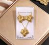 Gold-Plated Stainless Steel Retro Earrings & Necklace Set - Non-Fading Jewelry