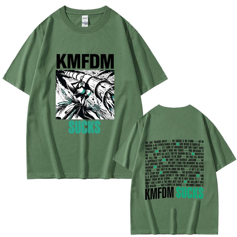 Hot Rock Band Kmfdm Sucks Graphic Tshirt Unisex Women Retro Gothic Punk Streetwear Male Fashion Casual Oversized Crewneck T Shirts