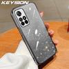 KEYSION Luxury Plating Glitter Phone Case for Xiaomi POCO M4 Pro 4G 5G Transparent Soft TPU Shockproof Back Cover for POCO M4 Pro 5G