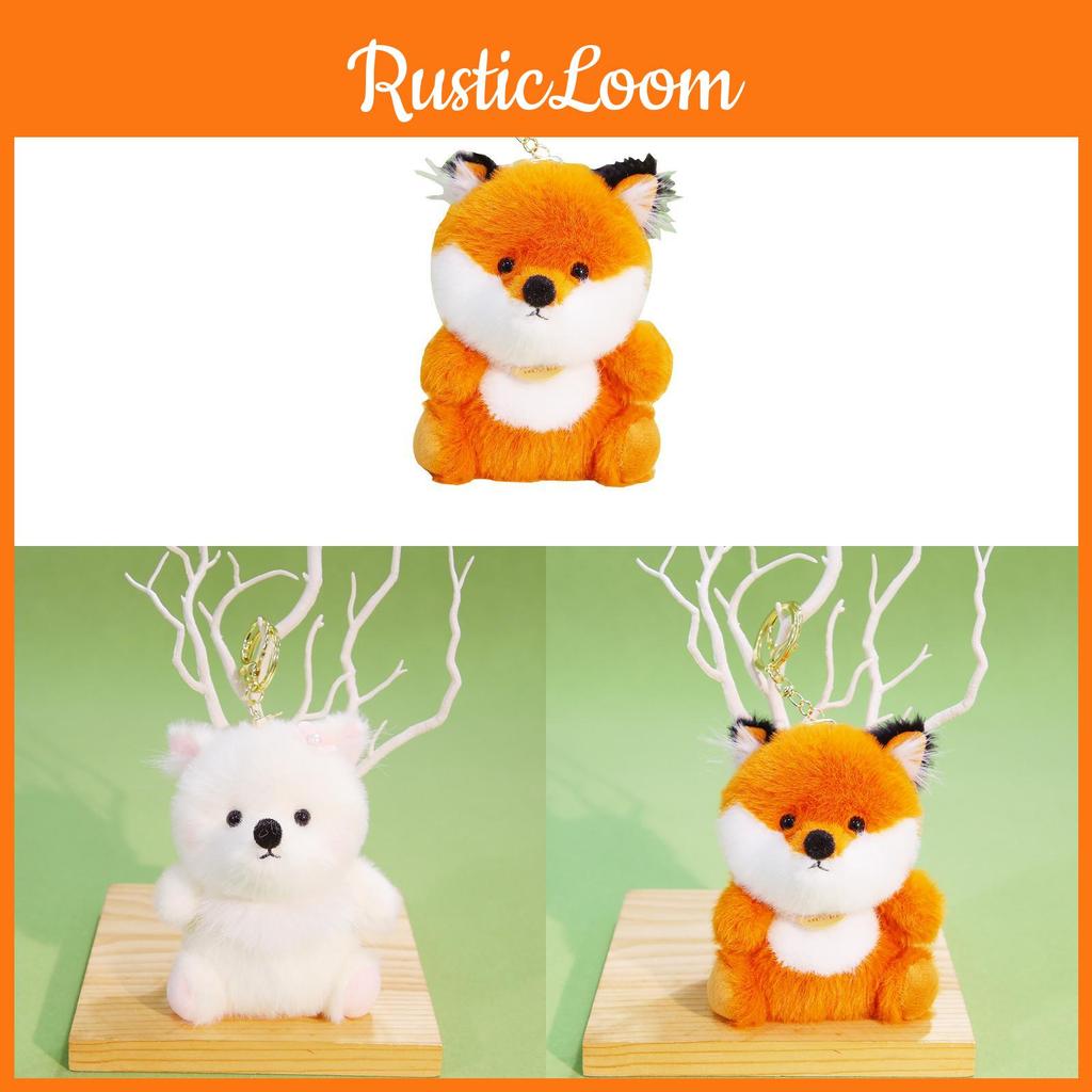 Animal Fox Cute Plush Doll Keychain With Polyester Filling Kids Pendant Backpack