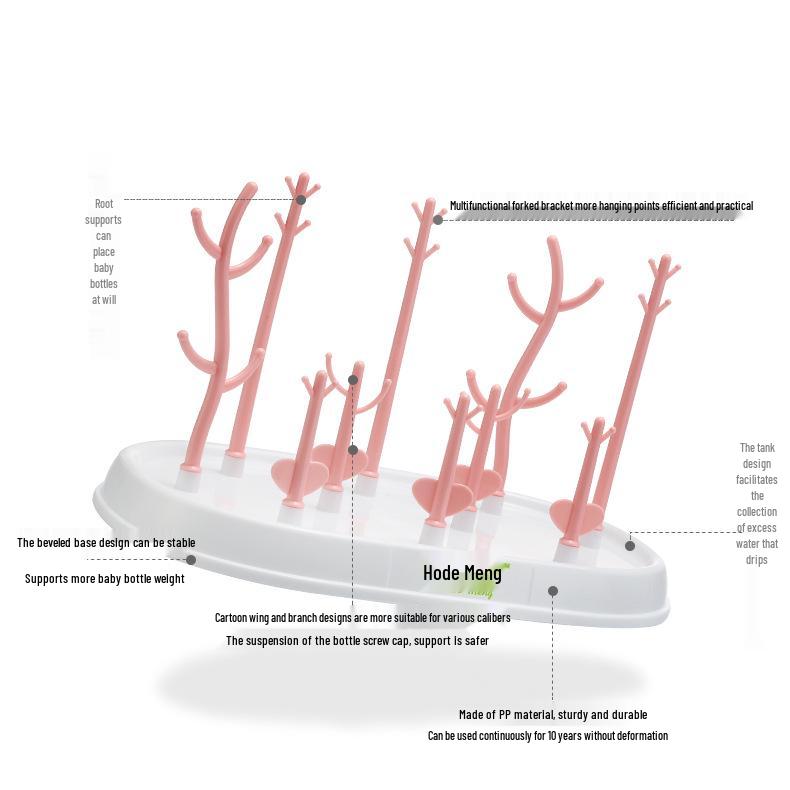 Tree-Shaped Multifunctional Baby Bottle Drying Rack – PP Material