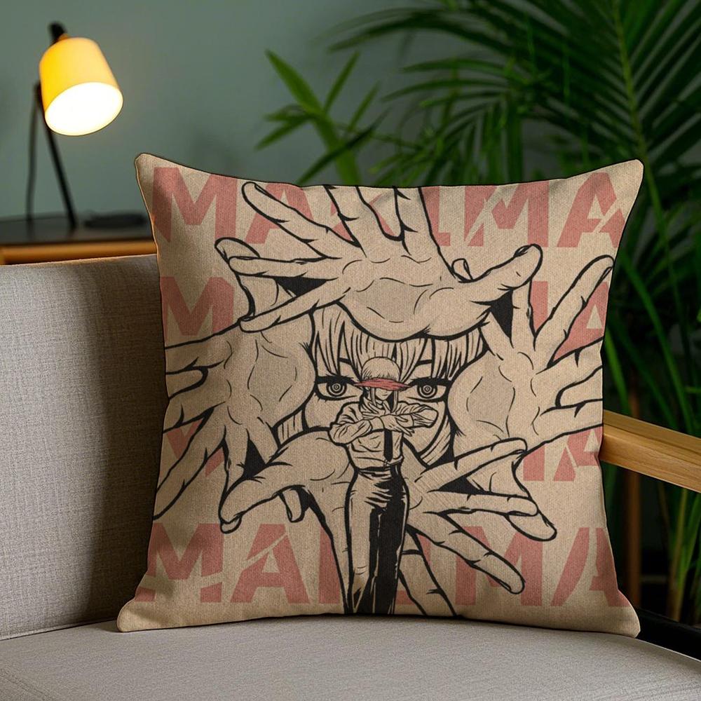 Cute C-Chainsaw Man Anime Cushion Cover Soft Short Plush Double-Sided Printing Home Decor Machine Washable Pillow Case Gift