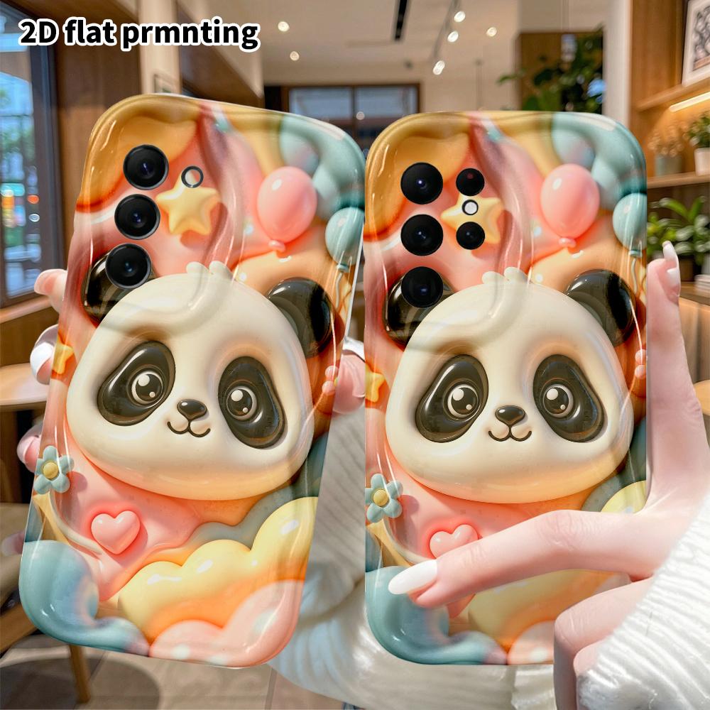 Phone Case: 2D Flat Design Suitable for Samsung Galaxy A34 A35 M05 M06 S20 S22 S21 FE Plus 5G Protective Case, Big Panda Head, Perfect Christmas and H