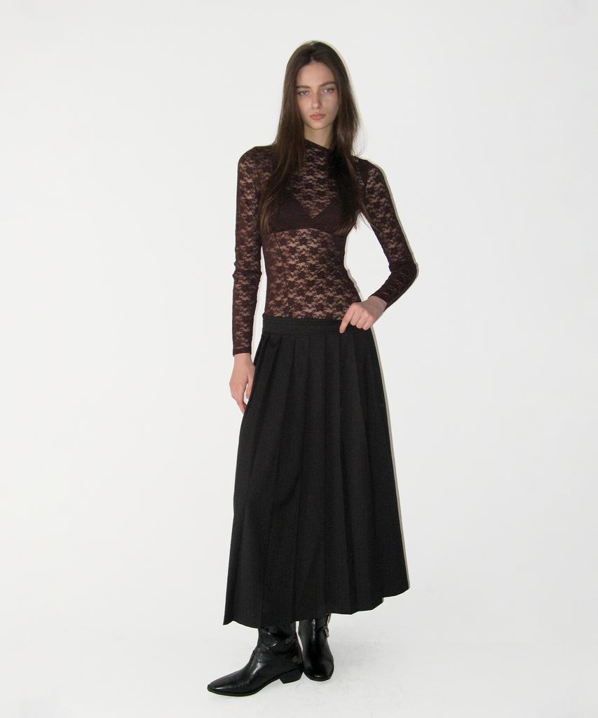 Sunburn Project Layered Pleats Maxi Skirt, Black