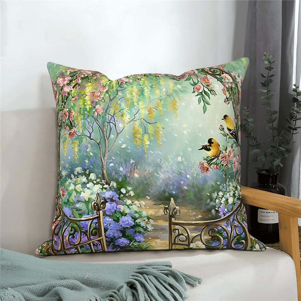 Throw Pillow Cover Home Decor Sofa Decorative   Garden Flower Farmhouse Cushion