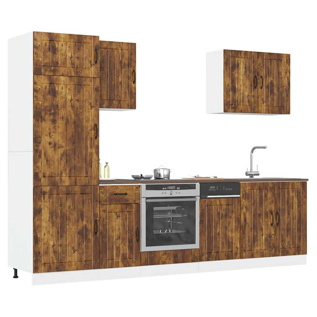 7 Piece Kitchen Cabinet Set Lucca Smoked Oak Wood Based Material
