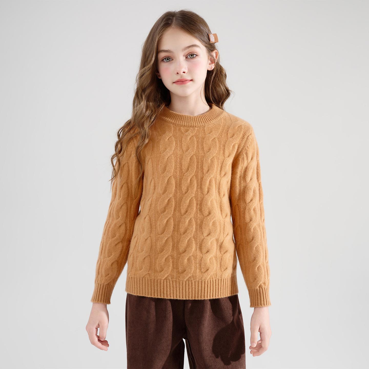 

Kids 100% Wool Sweater: Boys and Girls Thick Knit Base Layer, Solid Color 130 cm