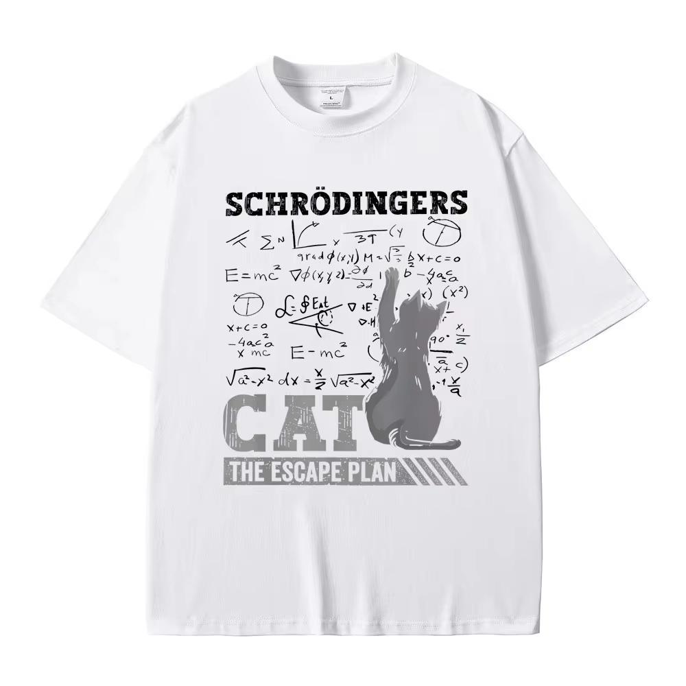 Schrodinger Cat The Escape Plan Funny Meme Graphic T Shirts Men Women Casual Tshirt Male Cotton Vintage New Tshirts