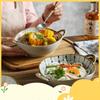 Japanese Irregular Ceramic Bowl with Double Handles, Soup Noodle Salad Fruit Serving Bowl for Home Tableware