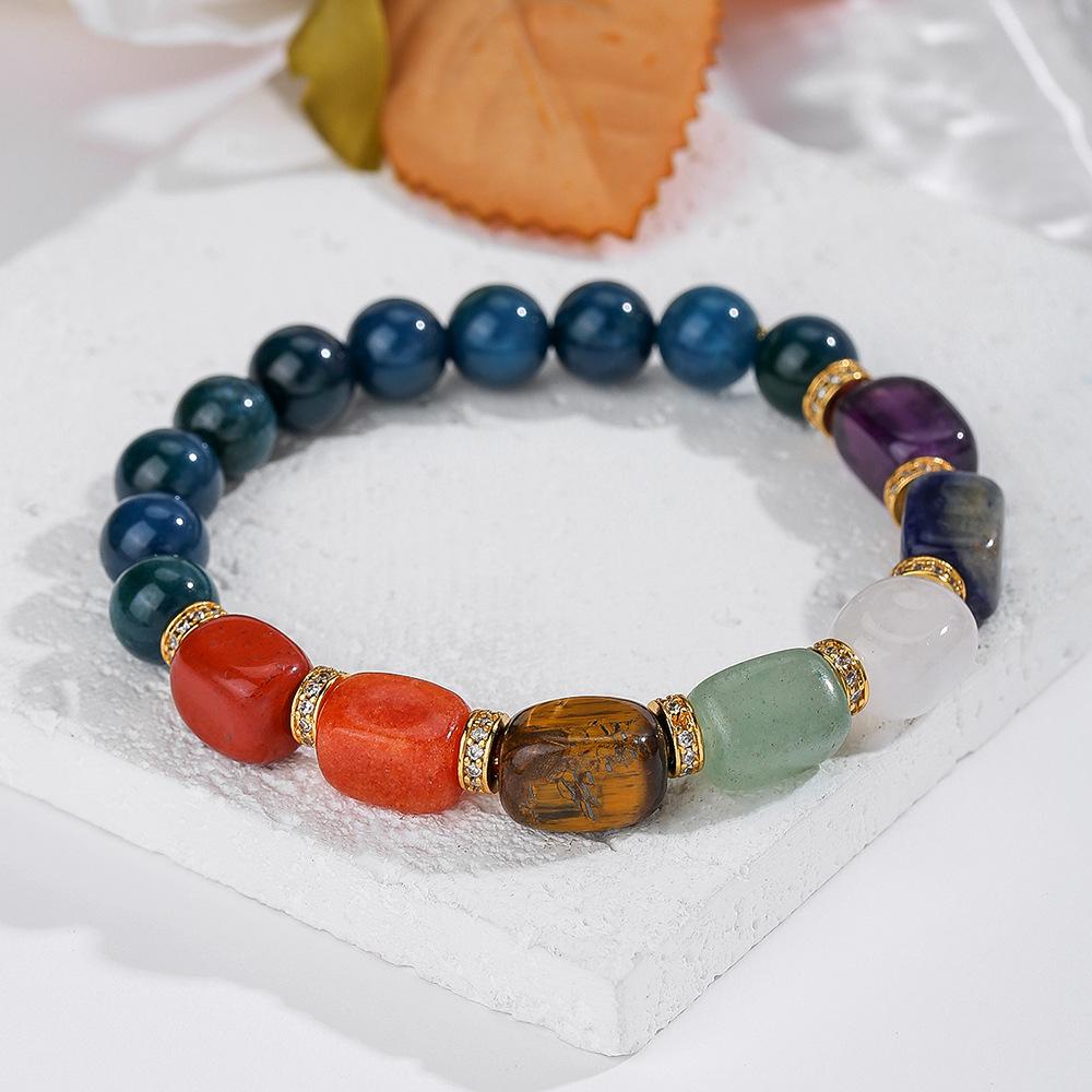Natural Crystal Bracelet, Black Gallstones, Blue Phosphorus Grey, Beaded Bracelet, Bohemian Bracelet, Jewelry