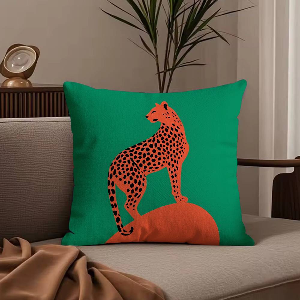 Federa Cuscino con Motivo Geometrico Animale Leopardo Federa Anti-acaro Cerniera Invisibile Peluche Corto Setoso Copricuscino per Divano