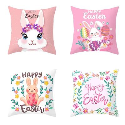 Easter Cute Bunny Decorative Pillow Case Sofa Cushion Cover Bedroom Room Home Decoration 45*45 Cm