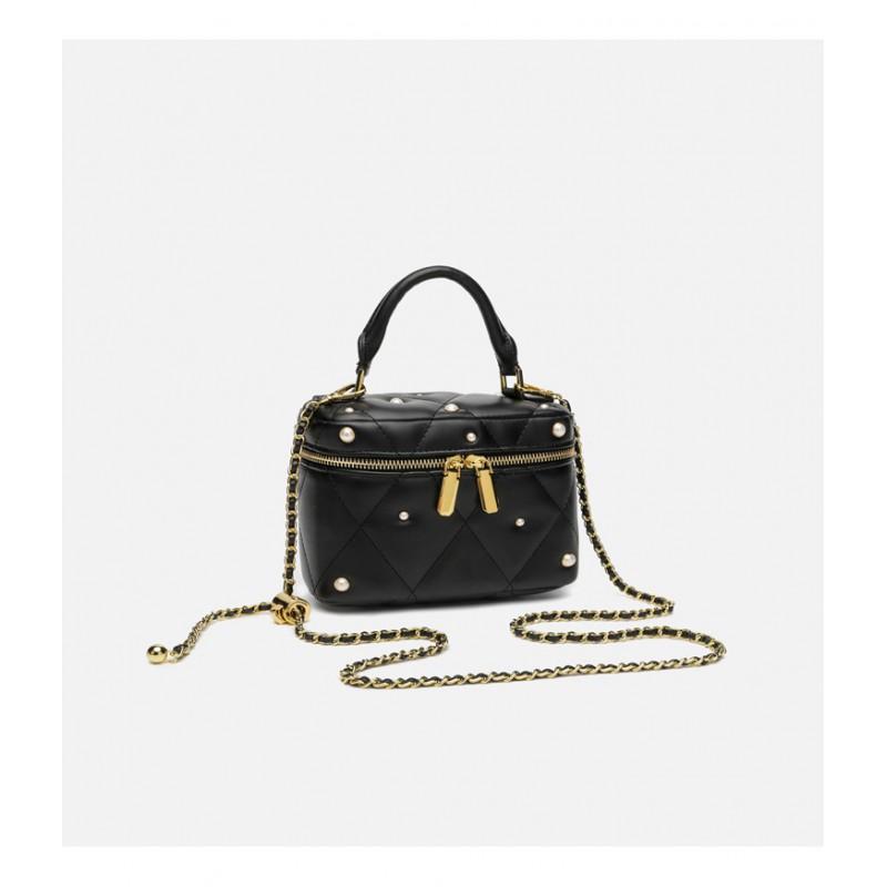 Womens PU Leather Crossbody Bag With Chain Strap Square Box Design Minimalist Daily Use Shoulder