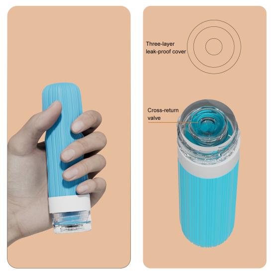 סט 1 60/90 מ"ל בקבוקי נסיעות מסיליקון עמידים לדליפה רב-פעמיים לאחסון קרם פנים, תחליב, קרם הגנה, בקבוק אחסון נייד למילוי חוזר, ריק לכלי רחצה