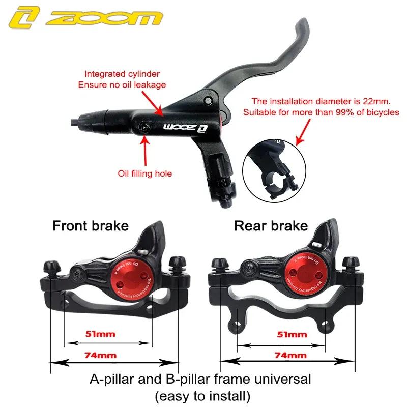 ZOOM HB875 MTB Bike Hydraulic Disc Brake Set 800/1400mm Left Front/Right Rear Mountain Bicycle Oil Pressure