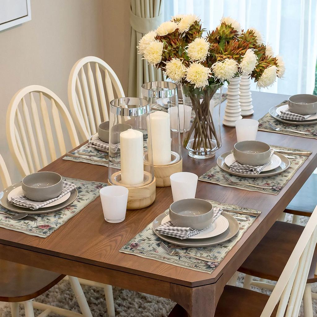 4pcs/6pcs Placemats, 12X18 Inch Colorful Vintage Floral Pattern Washable Table Mat, Farmhouse Country Home Decor, Kitchen Dining Room Decor, Family