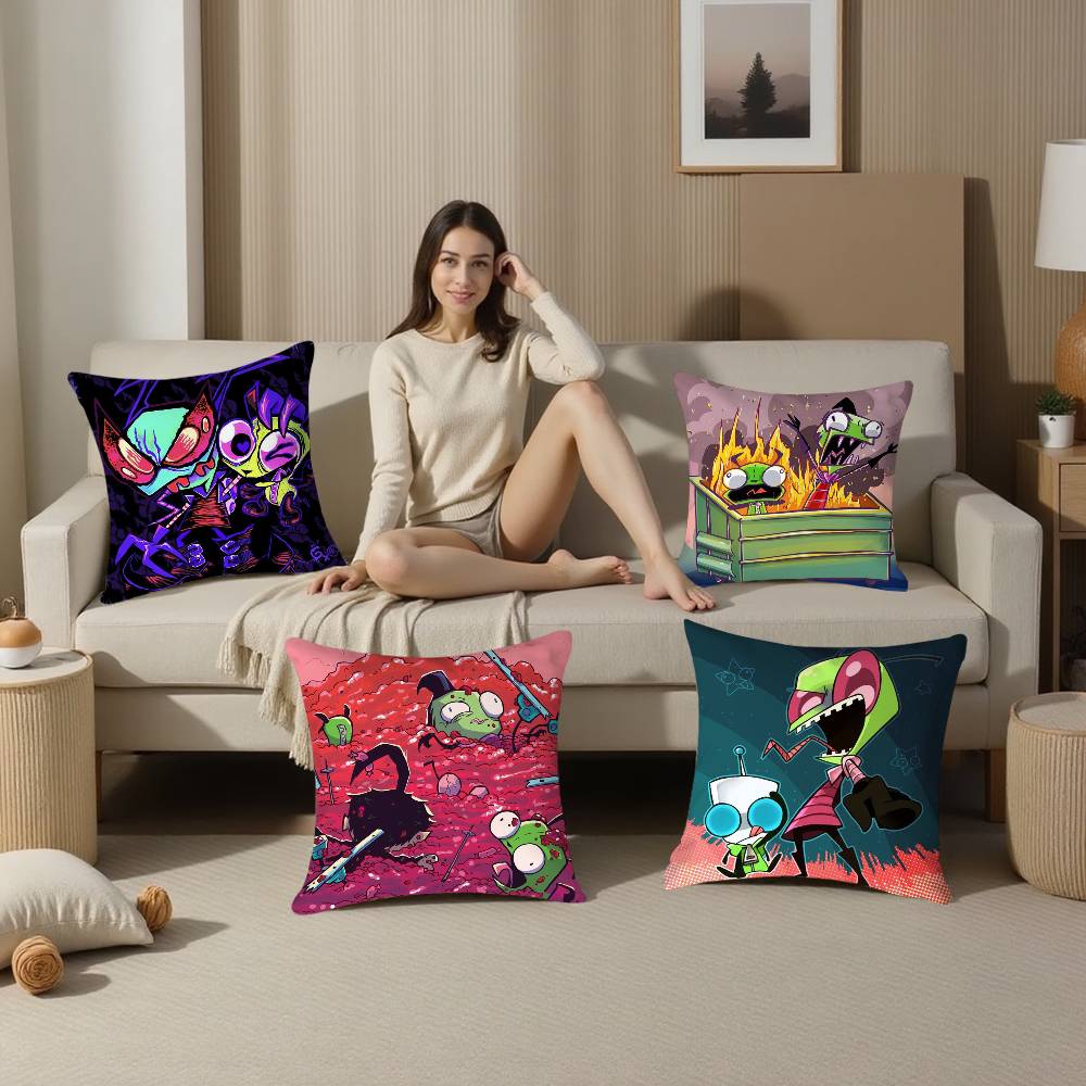 Cartoon I-Invader Z-Zim Pillow Case Plush Fabric Soft Double Sided Print Sofa Cushion Cover Throw Pillow Covers