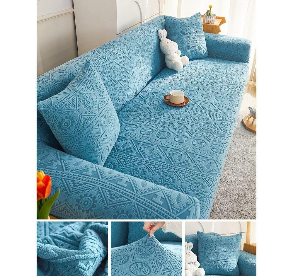 1/2/3/4/5seat Bohemian Jacquard Plush Sofa Cover Universal Sofa Cushion For All Seasons Thick and Soft Anti-cat Scratches