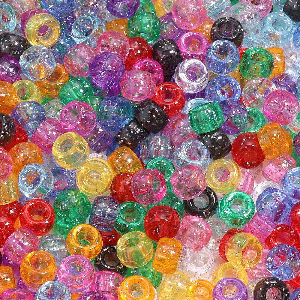 200pcs/lot Colored Acrylic Big Hole Beads For Jewelry Making Loose Spaced Round Bead DIY Bracelet Necklace Accessories Wholesale