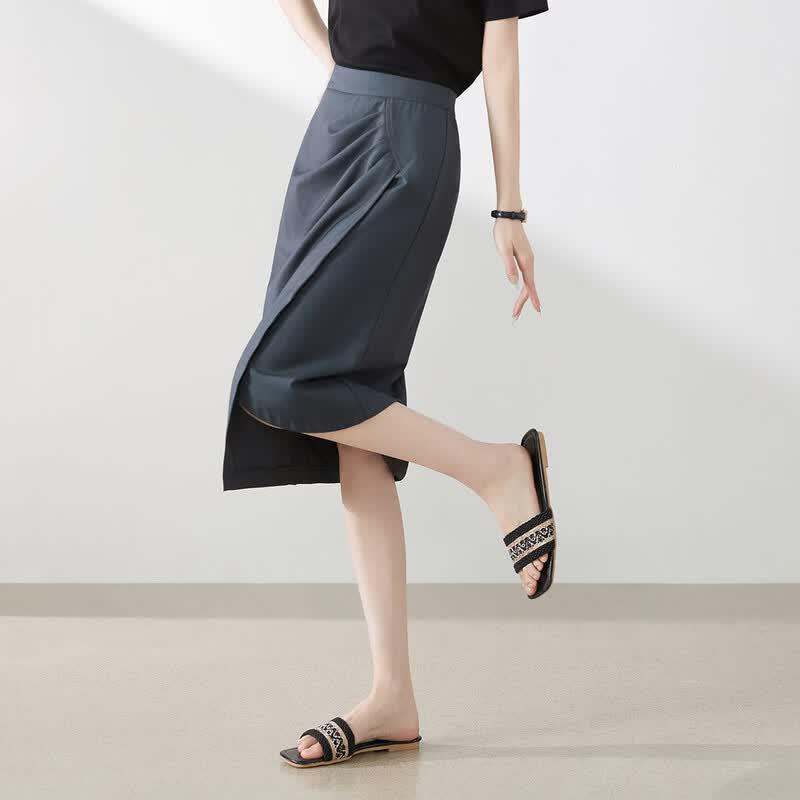 Elegant Asymmetrical Hip-Wrap Midi Skirt