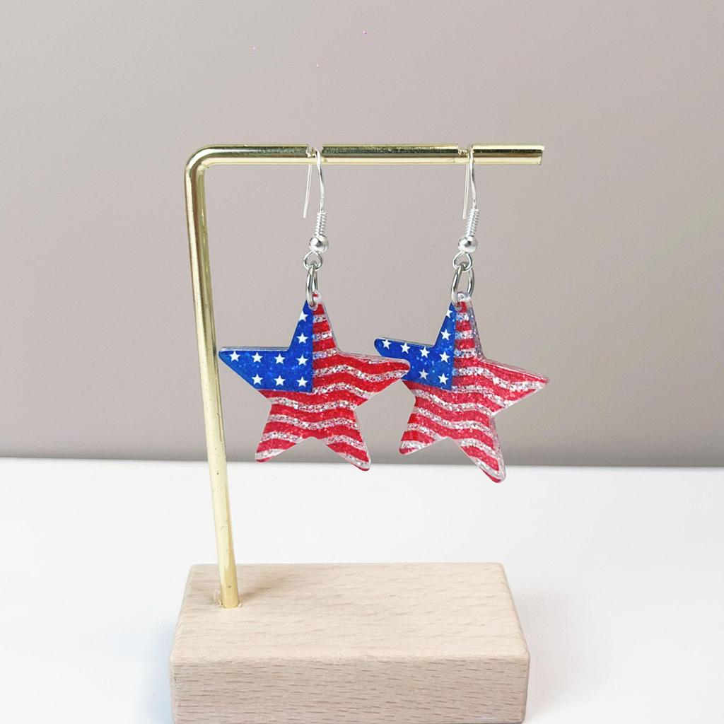Patriotic Flag Earrings: Sunflower, Heart, Butterfly & Star Designs