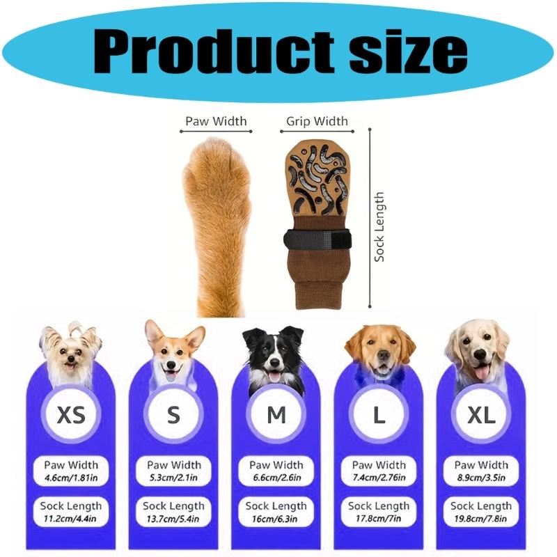 4pack Durability Dog Socks Thickened Paws Protectors Outdoor Paws Protectors for Various Pet Owners