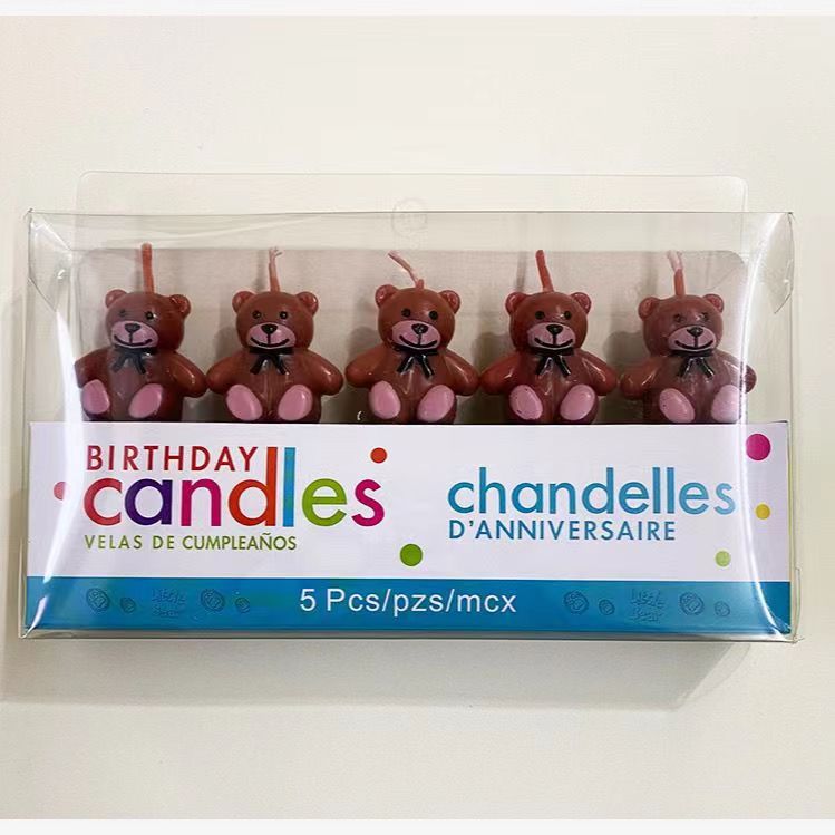 Korean Ins Bear Candle Cake Decoration Cute Cartoon Bear Birthday Candle Children Party Baking Dress