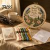 Custom Embroidery Hobby Memorial Kit for Beginners, Pre-Stamped Pattern Starter Needlepoint with Hoop, Threads, Needles Home Decor Gift Set