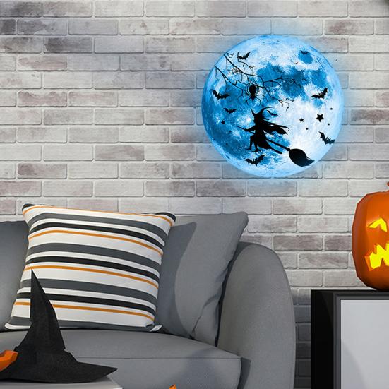 

Yousheng Хэллоуин Луна Наклейка на стену Светится в темноте Ведьма Летучая мышь Паутина Луна Наклейка для спальни Окно Стена Потолок Декор