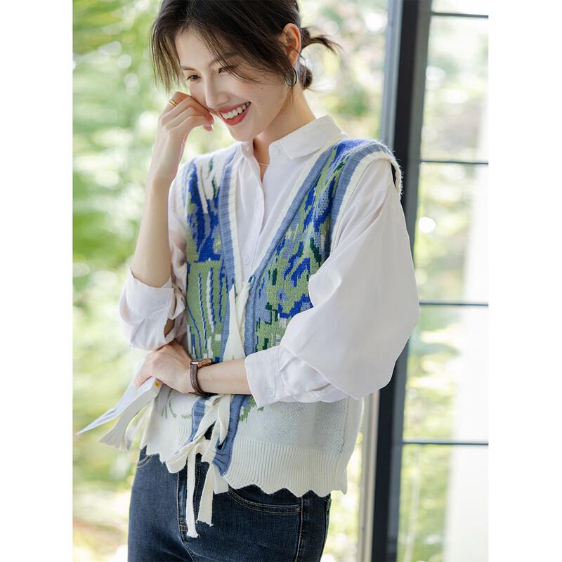 ITISF4 Oil Painting Jacquard Knit Vest