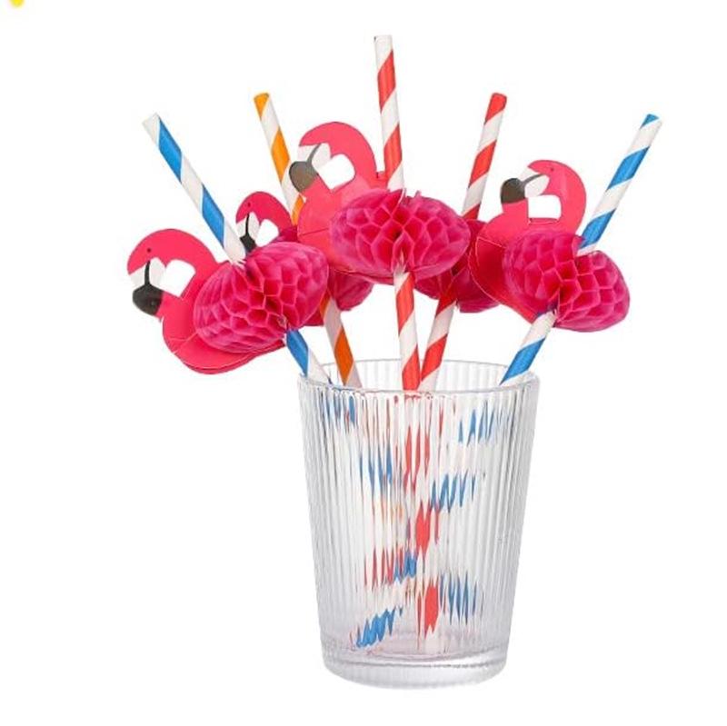 Hawaiian Party Set: 3D Honeycomb Fruit Straws, Umbrella Picks, Pineapple & Watermelon Decorations