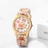 Bohemian Floral Watch with PU Leather Floral and Petal Analog Quartz Watch with Adjustable Arabic and Stylish Perfect Gift for and Christmas Women's