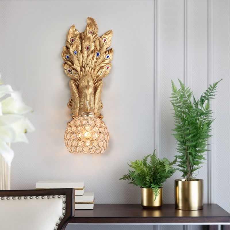 American Creative Peacock Wall Lamp Living Room Bedroom Bedhead European Decorative Corridor Lamp